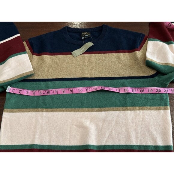 NWT J.Crew 100% Cashmere Crewneck Sweater Stripe BI838 Mens Size Medium M $168 - Picture 8 of 11